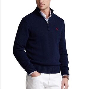Ralph Lauren Polo quarter zip 100% cotton navy blue sweater-L